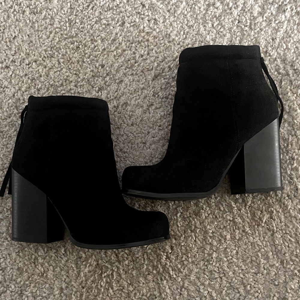 Black suede booties